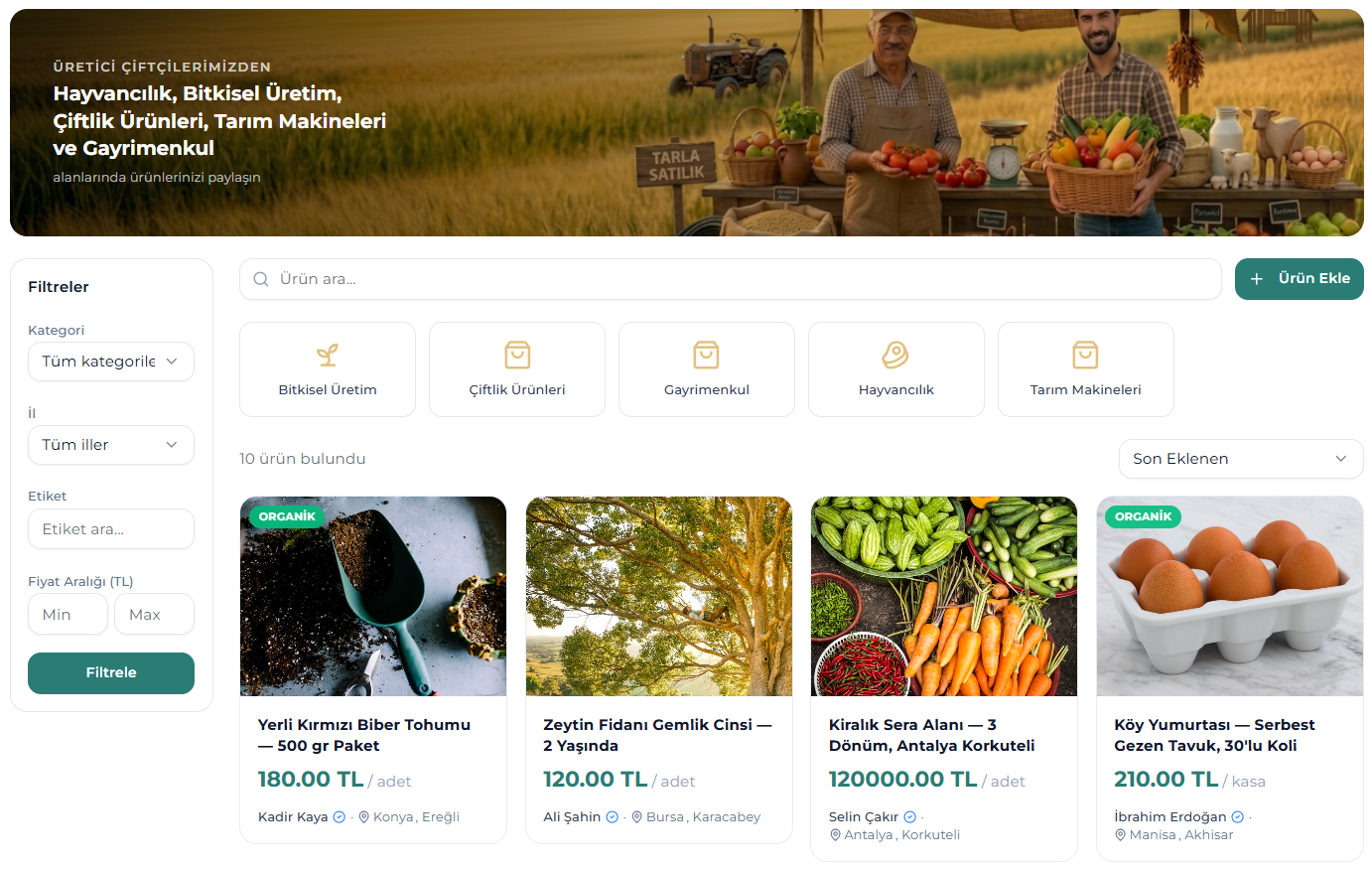 Pazar yeri ürün listesi